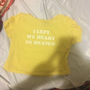 Yellow Crop Top “I Left My Heart In Mexico” size S